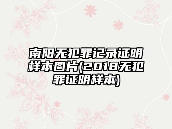 南阳无犯罪记录证明样本图片(2018无犯罪证明样本)-第1张图片-海印网