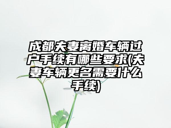 成都夫妻离婚车辆过户手续有哪些要求(夫妻车辆更名需要什么手续)-第1张图片-海印网