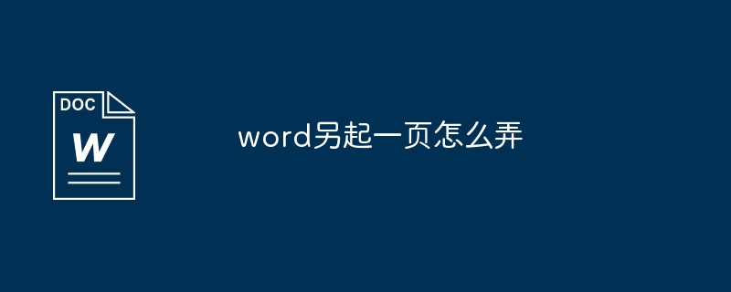 word另起一页怎么弄-第1张图片-海印网