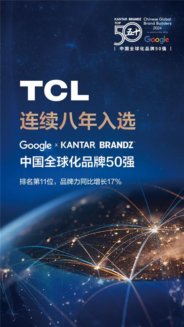 TCL连续八年上榜谷歌x凯度BrandZ中国全球化品牌50强-第1张图片-海印网