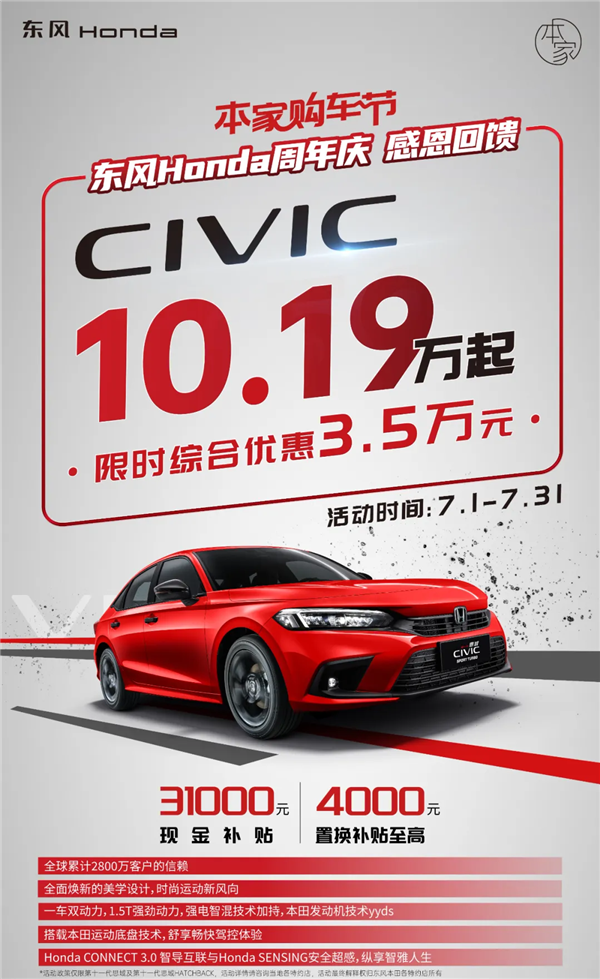 最强合资神车降价！东风本田思域10万、CR-V13万了-第3张图片-海印网