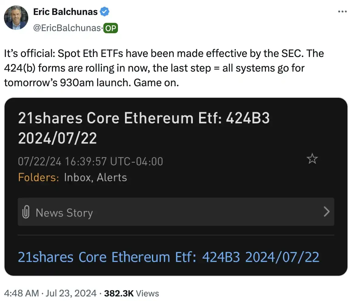 IC0 十年时间，以太坊现货 ETF 正式获批上市-第1张图片-海印网