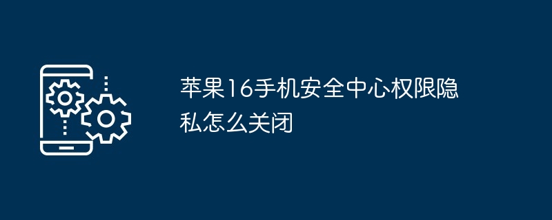 苹果16手机安全中心权限隐私怎么关闭-第1张图片-海印网