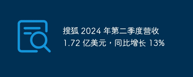 搜狐 2024 年第二季度营收 1.72 亿美元，同比增长 13%