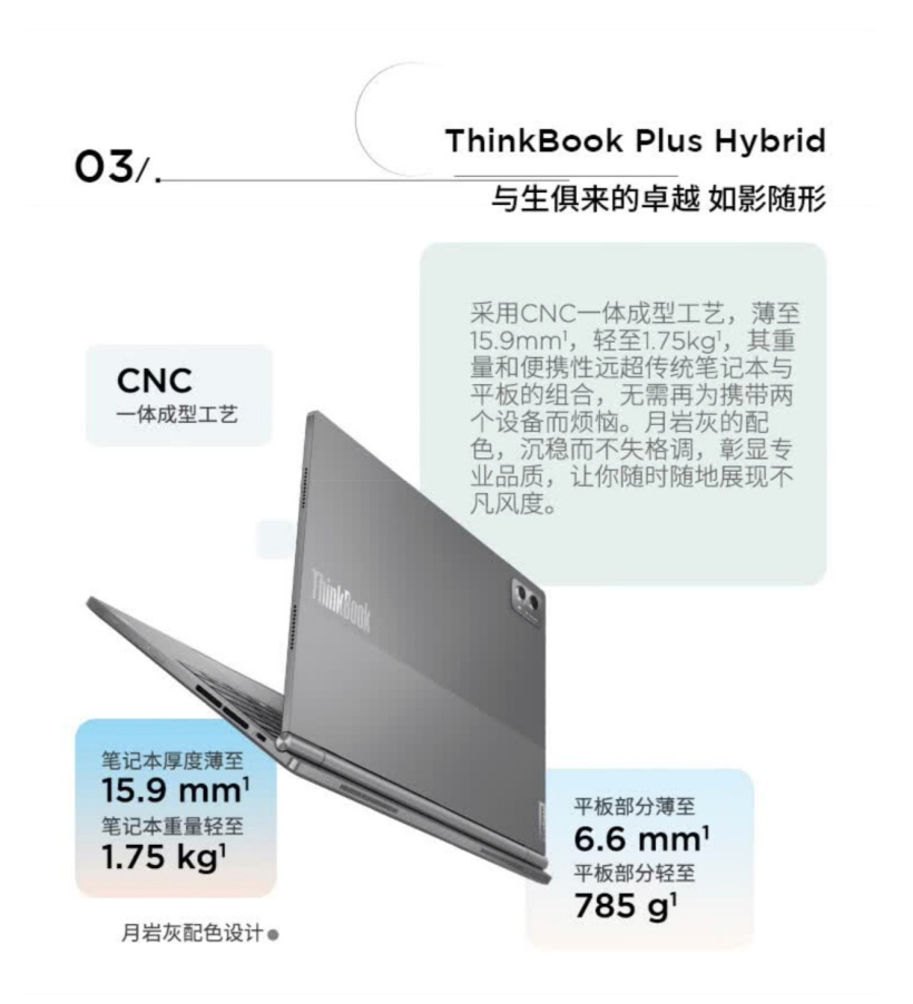 联想 ThinkBook Plus Hybrid 二合一双系统电脑预售：骁龙 8+ Gen 1、酷睿 Ultra 7 155H，15999 元-第4张图片-海印网