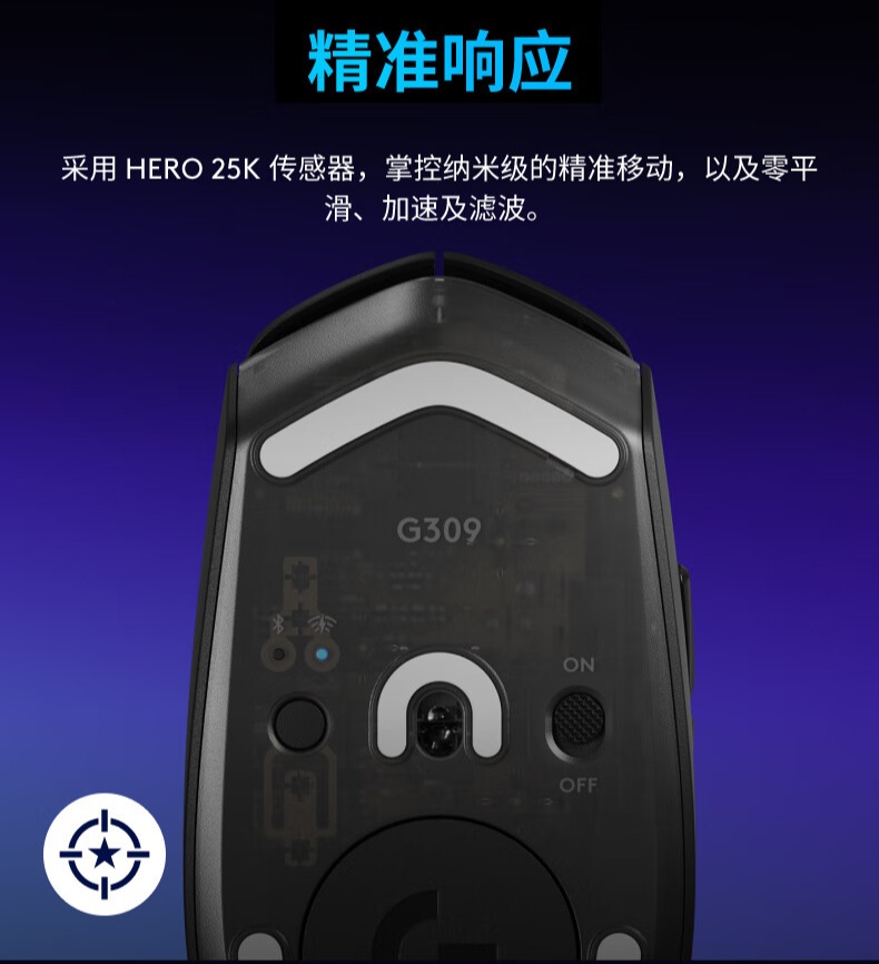 罗技 G309 随行者双模无线鼠标开售：混合微动、HERO 25K 传感器，549 元-第5张图片-海印网