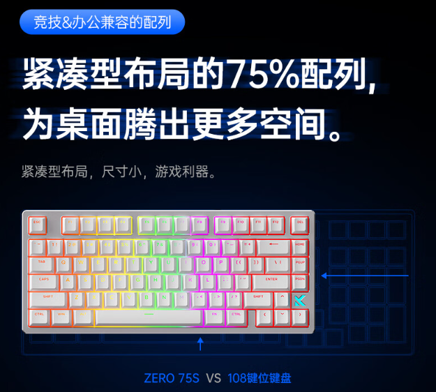 迈从 ZERO 75S 电竞磁轴键盘发布：8K 回报率、GAS 结构，首发 499 元起-第3张图片-海印网