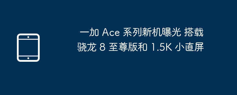 一加 Ace 系列新机曝光 搭载骁龙 8 至尊版和 1.5K 小直屏