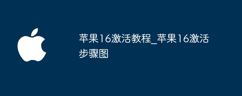 苹果16激活教程?苹果16激活步骤图