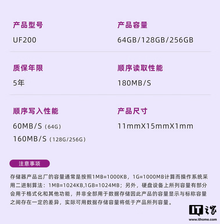 紫光闪存 UNIS UF200 TF 存储卡开售：读速 180MB/s，可选 64/128/256G 售 49.9 元起-第3张图片-海印网