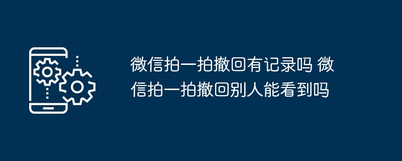 微信拍一拍撤回有记录吗 微信拍一拍撤回别人能看到吗-第1张图片-海印网