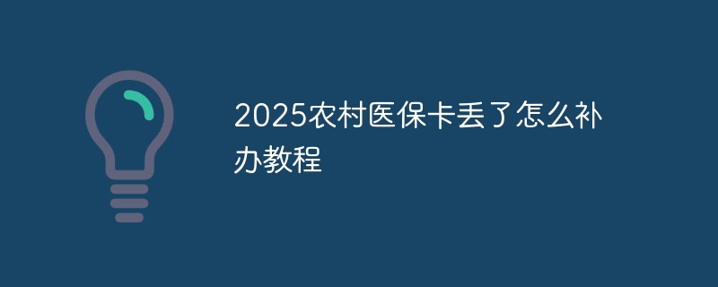 2025农村医保卡丢了怎么补办教程-第1张图片-海印网